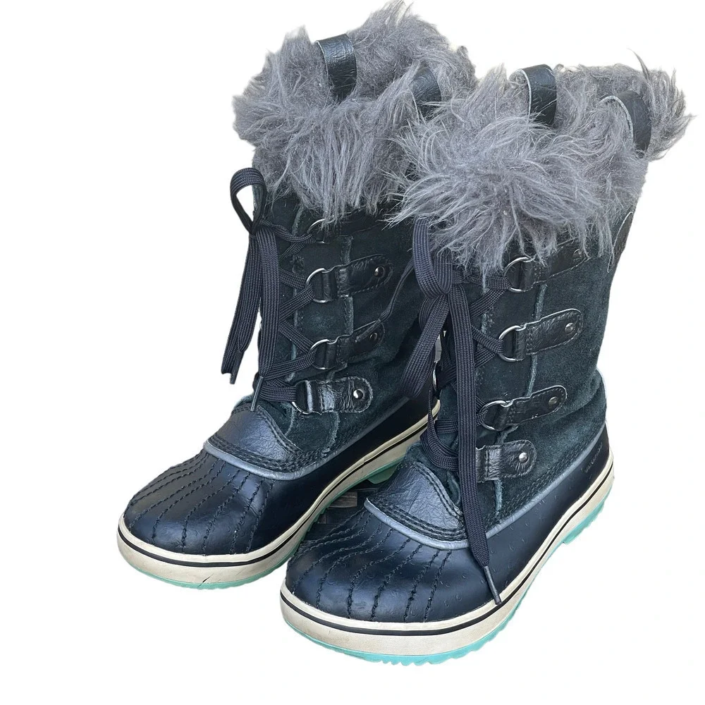 Sorel Girls Joan of Arctic Girls Black Shearling Winter Boots - Size 2